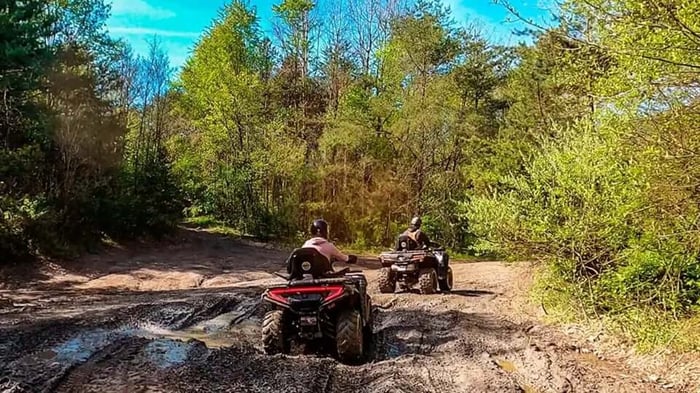 two four wheelers on an ATV trail