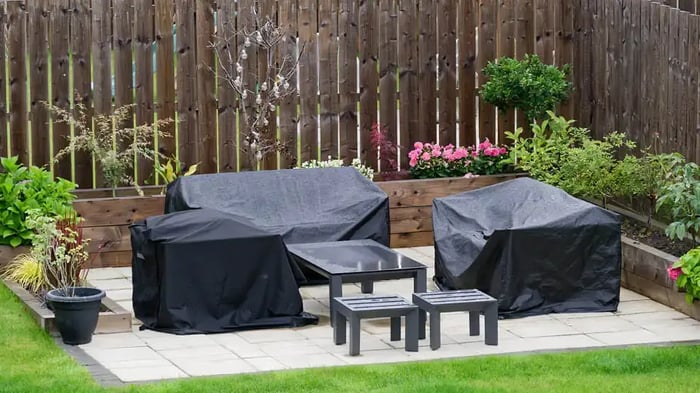 patio furniture being prepared for storage