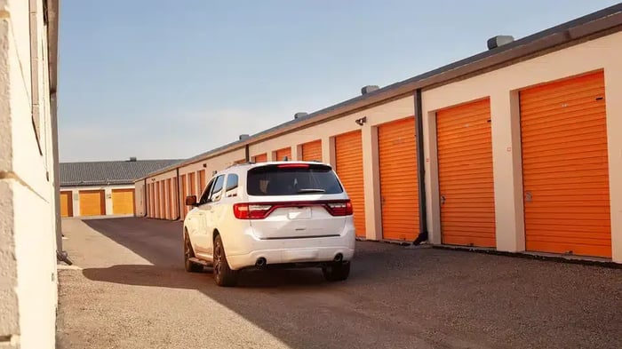 Drive up self storage units at Mini mall storage
