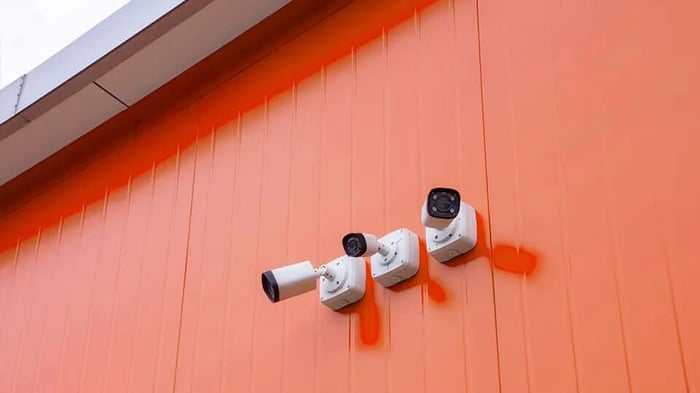 security cameras at a Mini Mall Storage facility