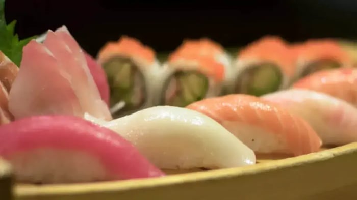 a plate of sushi