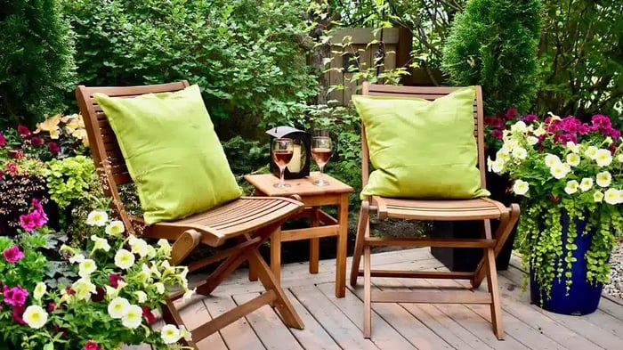 Patio furniture before being stored