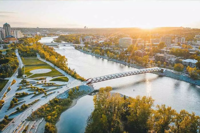 Calgary, AB aerial view