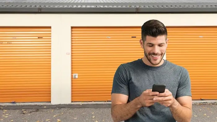 Mini Mall Storage Person Excited to have his storage unit.